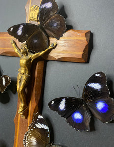 Cadre christ aux papillons