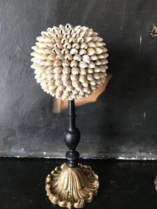 Sphère de coquillage gris coloré sur piétement petit modèle